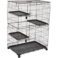 Los mejores  - AmazonBasics - Jaula grande de 3 niveles para gato para jugar- 91 x 57 x 128-5 cm- Negro